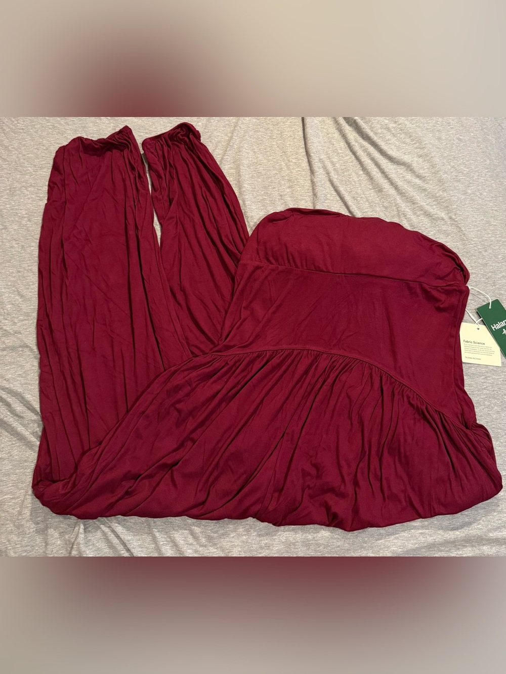 HALARA Strapless Wide-Leg Jumpsuit in Wine